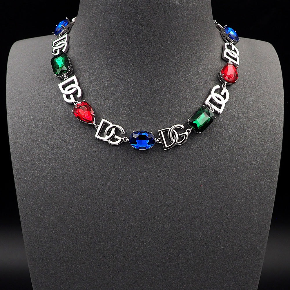 18K DG Crystals Choker Necklace
