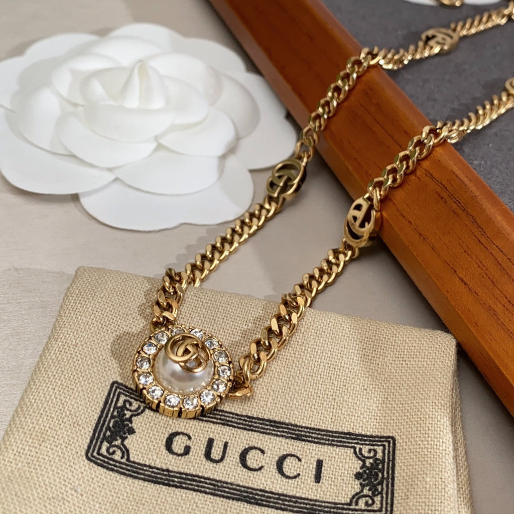 18K Double Gucci Flower Necklace