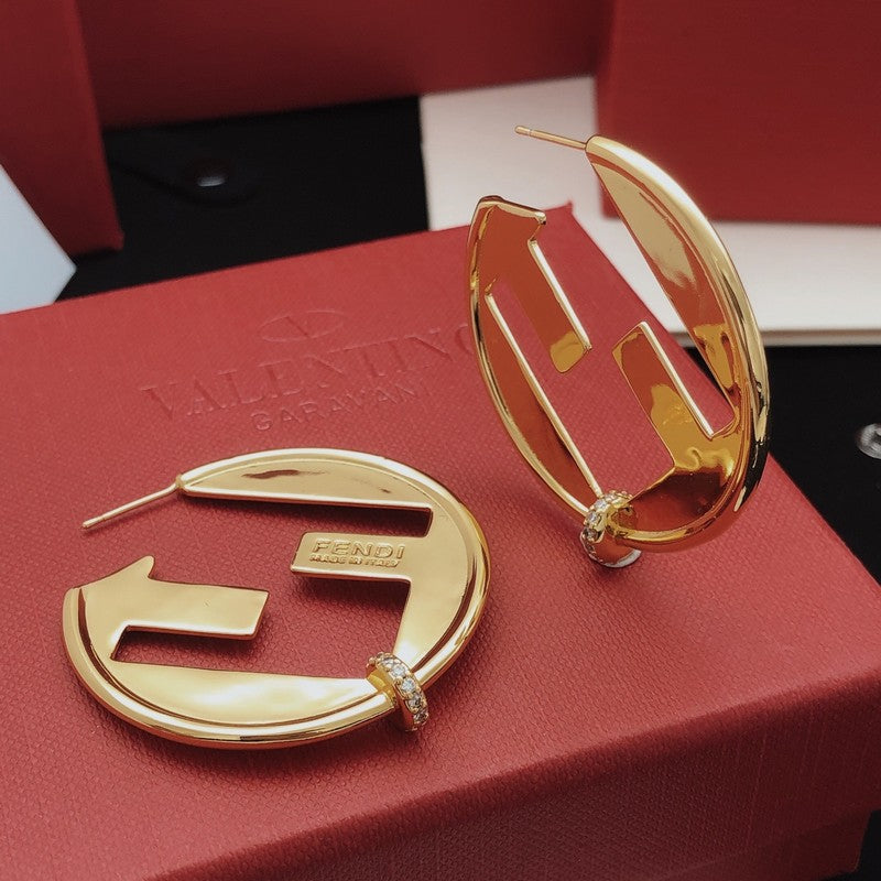 18K Fendi Big Round Earrings