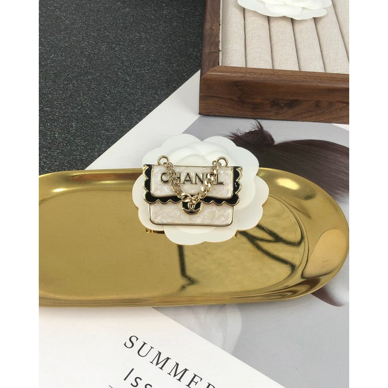18K  Chanel White Bag Brooch