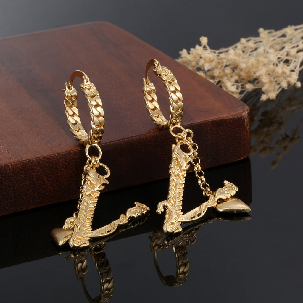 18K Heart Long Earrings