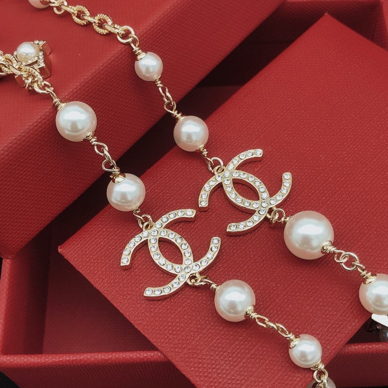 18K  Chanel No.5 Star Long Pearl Necklace