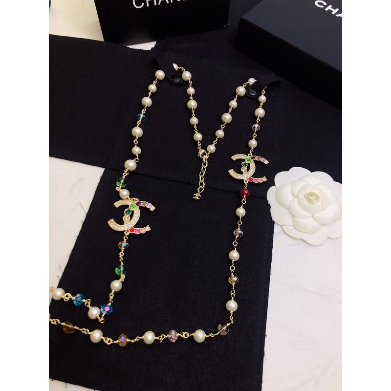 18K  Chanel Color Long Pearl Necklace