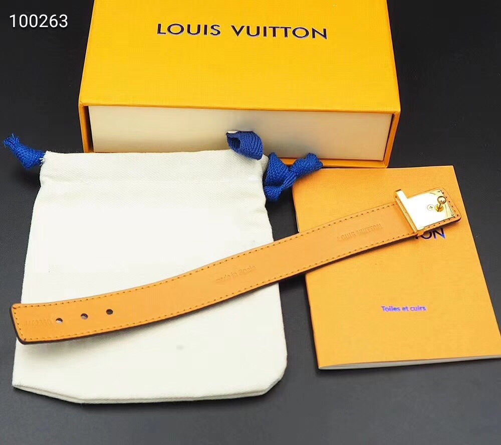 18K Louis Vuitton Leather Bracelet