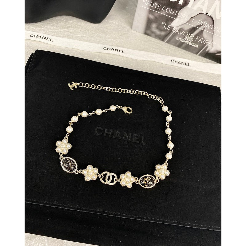 18K  Chanel Black & Orange Crystal Choker Necklace