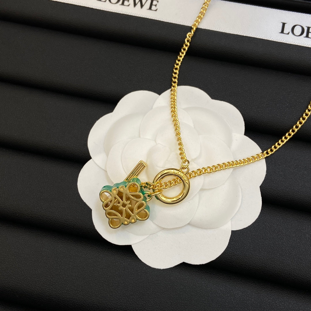 18K LOEWE Anagram Pendant Necklace