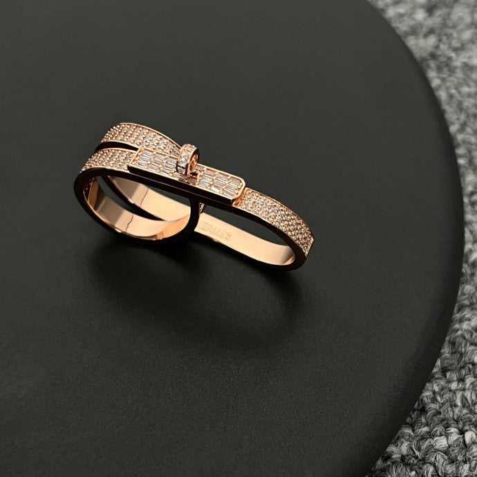 18K Kelly Gavroche Double Hermes Ring