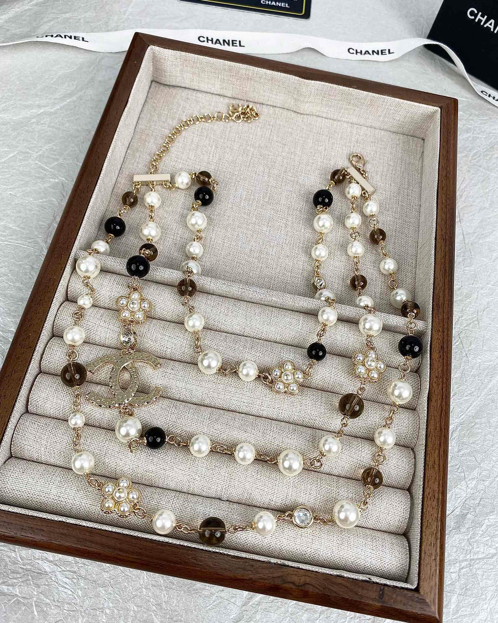 18K  Chanel 24B Long Pearls Necklace