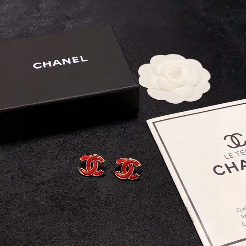 18K  Chanel Red Earrings