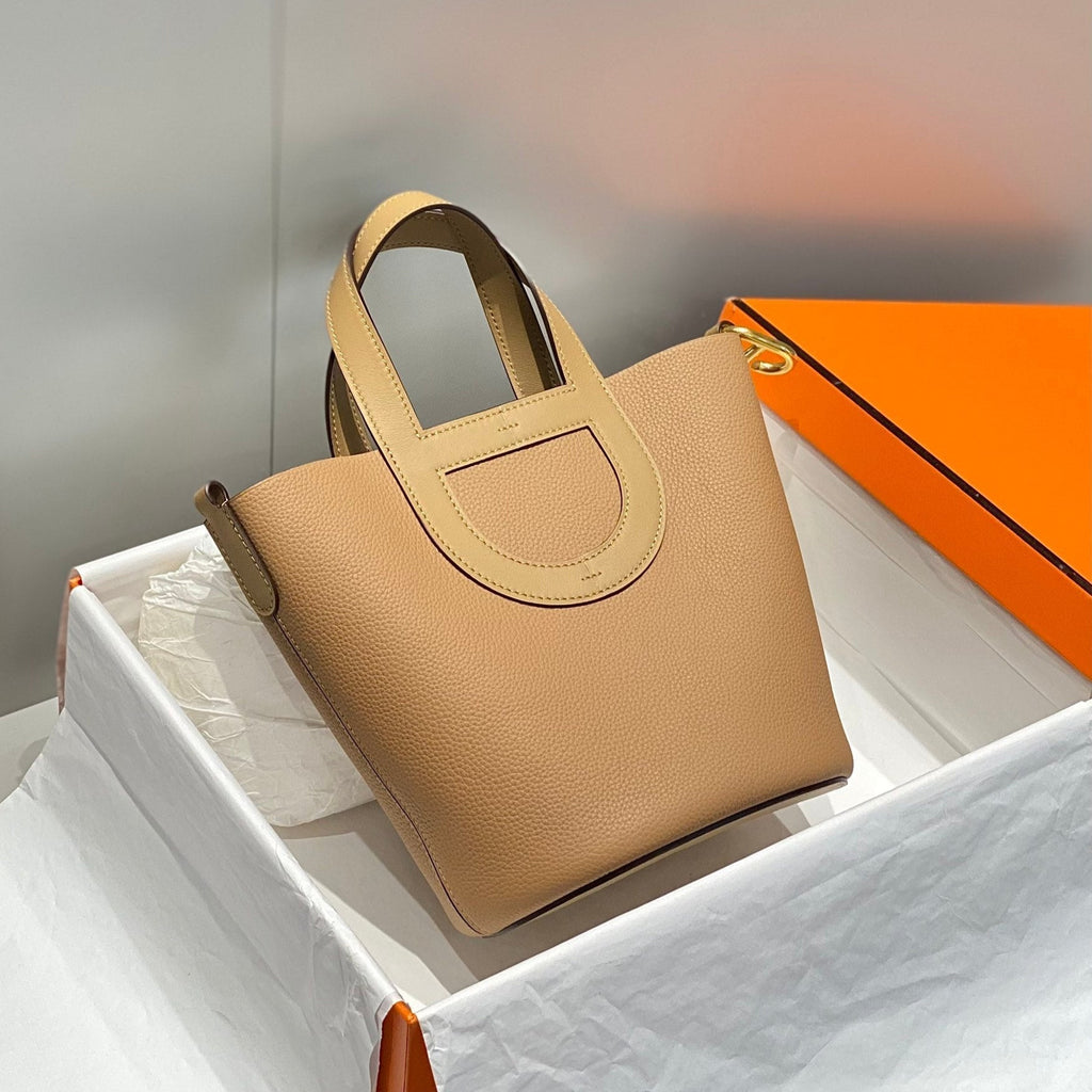 HERMES 25S IN THE LOOP 18 IN LIGHT CARAMEL CALFSKIN SILVER HARDWARE