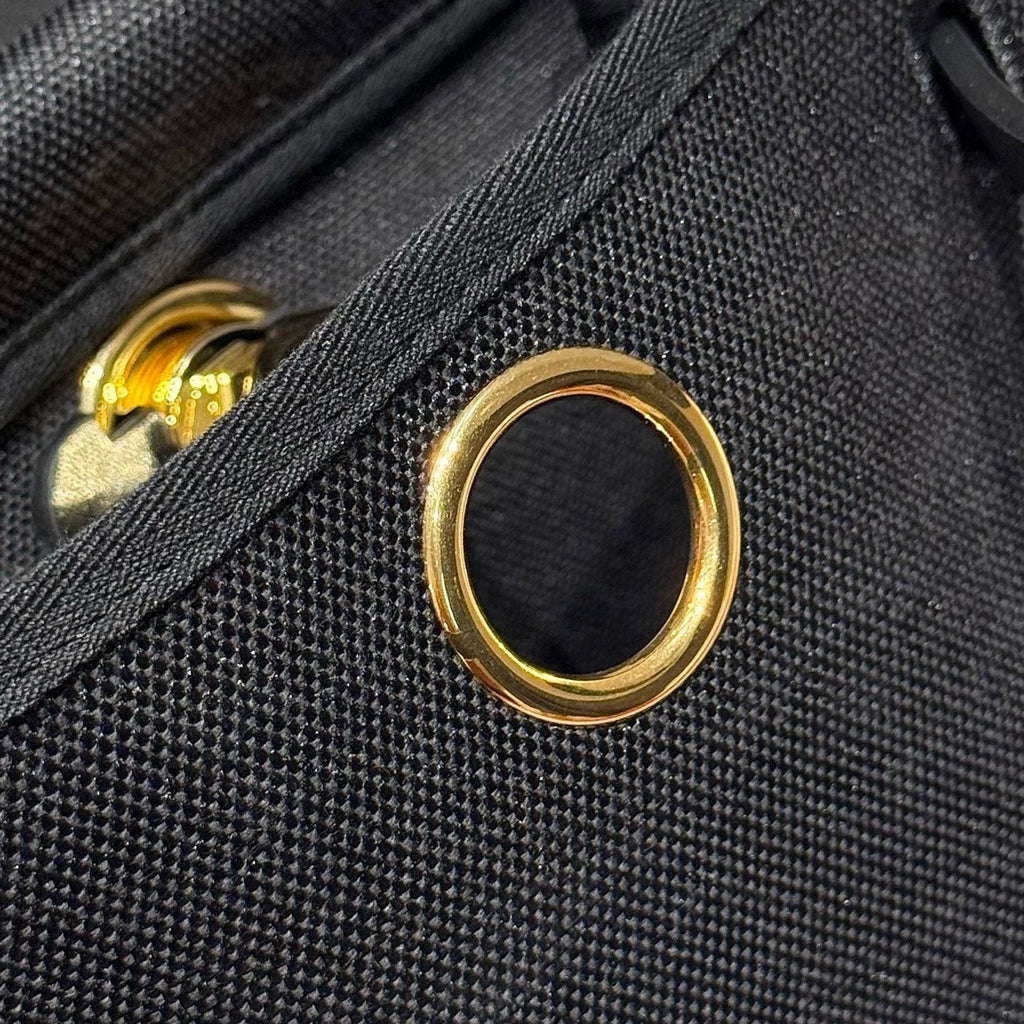 HERMES 25S MINI HERBAG 20 IN FULL BLACK CANVAS GOLD HARDWARE