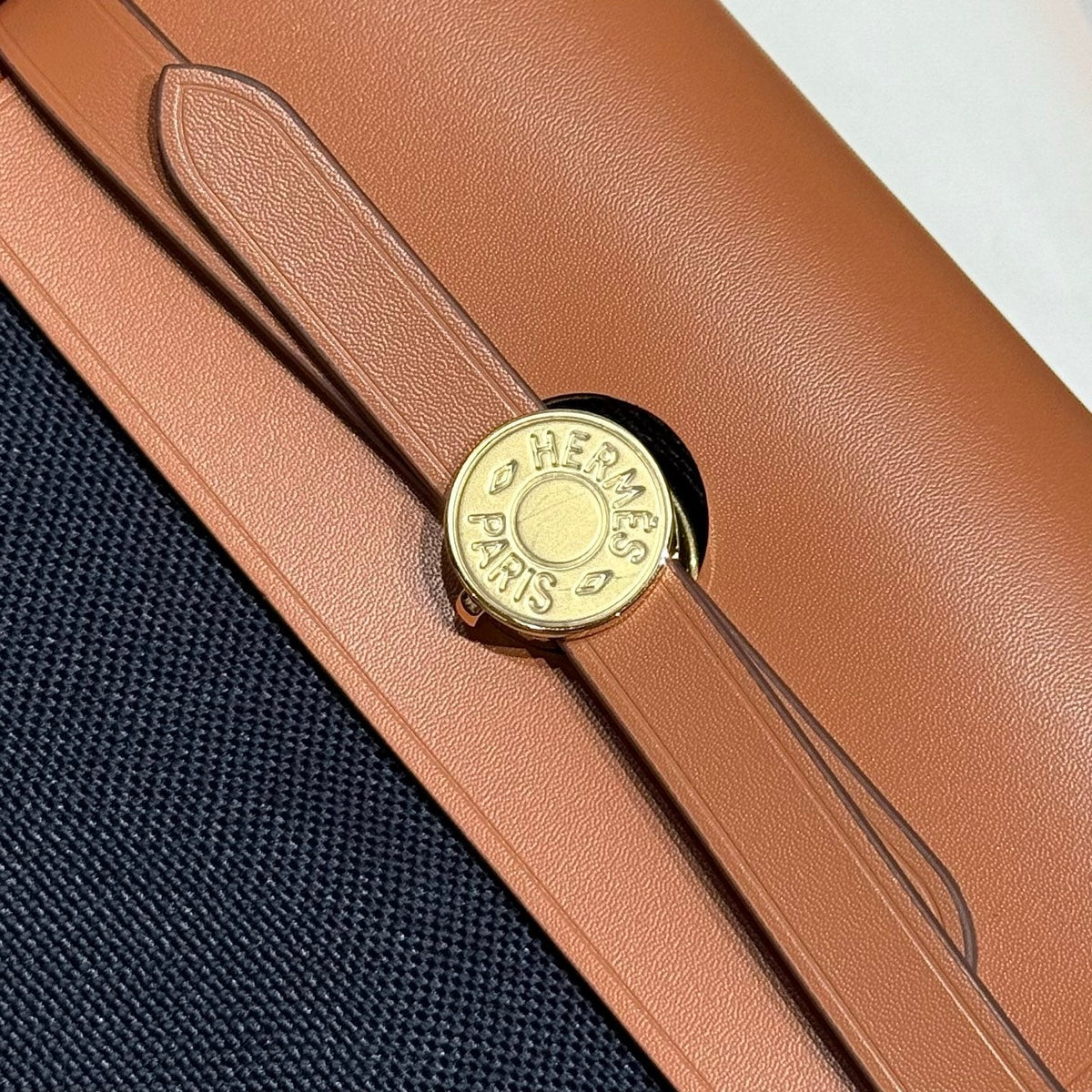 HERMES 25S MINI HERBAG 20 IN NAVY BLUE CANVAS GOLD HARDWARE