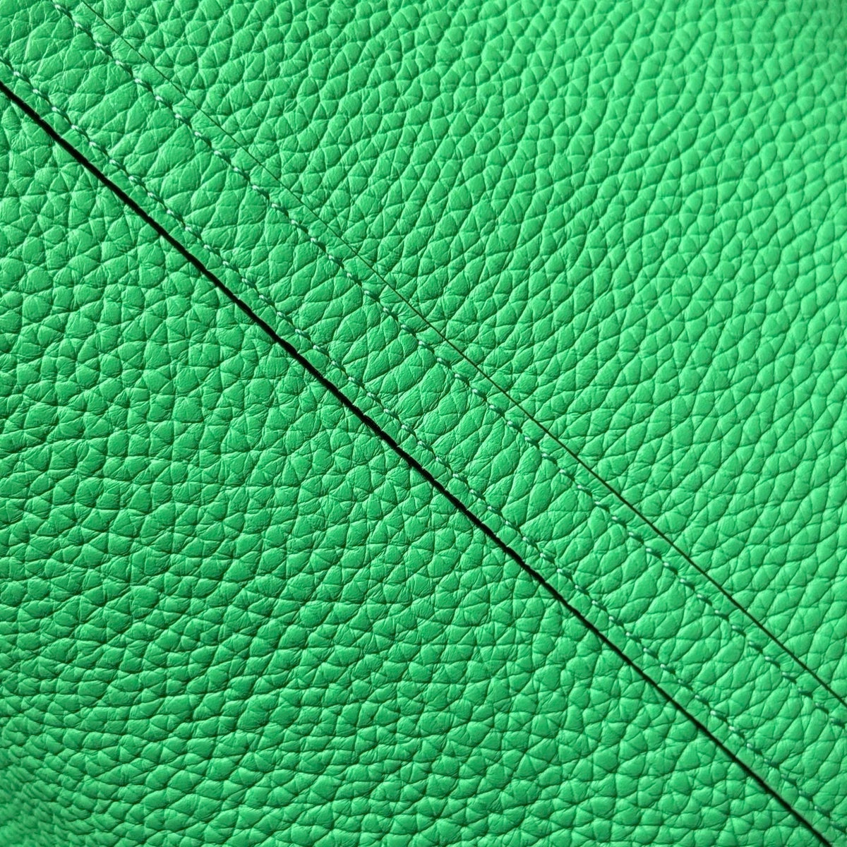 HERMES 25S PICOTIN LOCK 22 IN SPRING GREEN CALFSKIN SILVER HARDWARE