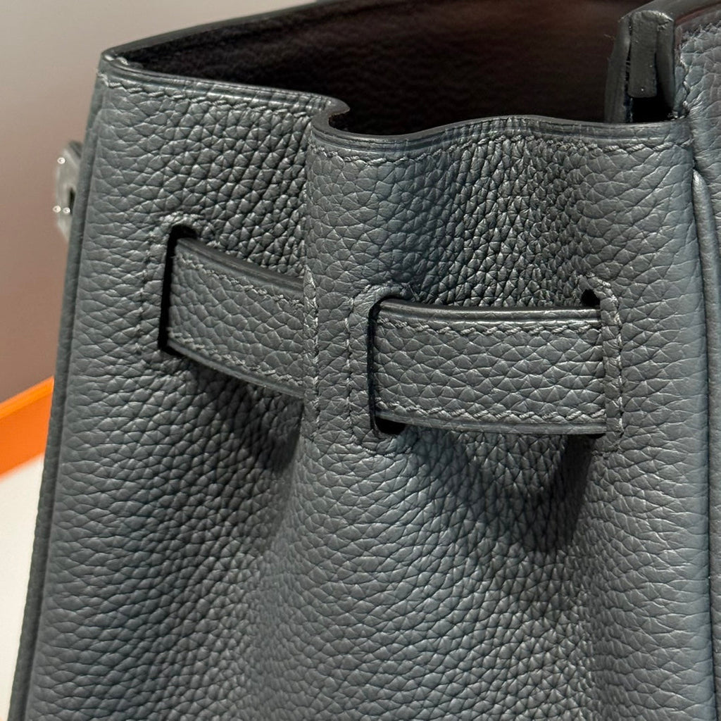 HERMES 25S BIRKIN 30 IN CHARCOAL GRAY CALFSKIN SILVER HARDWARE