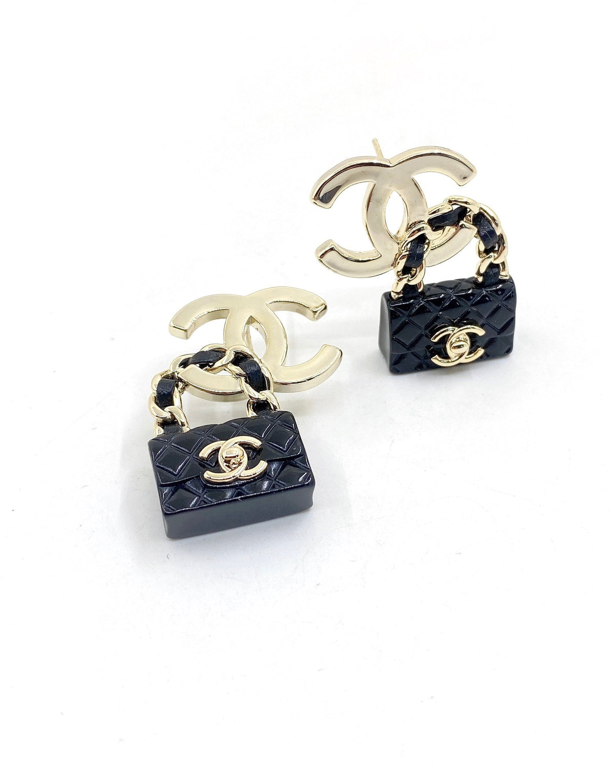 18K  Chanel Bag Drop Earrings